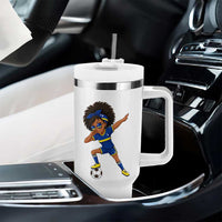Funny Curacao Soccer Girl Tumbler With Handle Dabbing Football Fan Gift