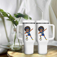 Funny Curacao Soccer Girl Tumbler With Handle Dabbing Football Fan Gift