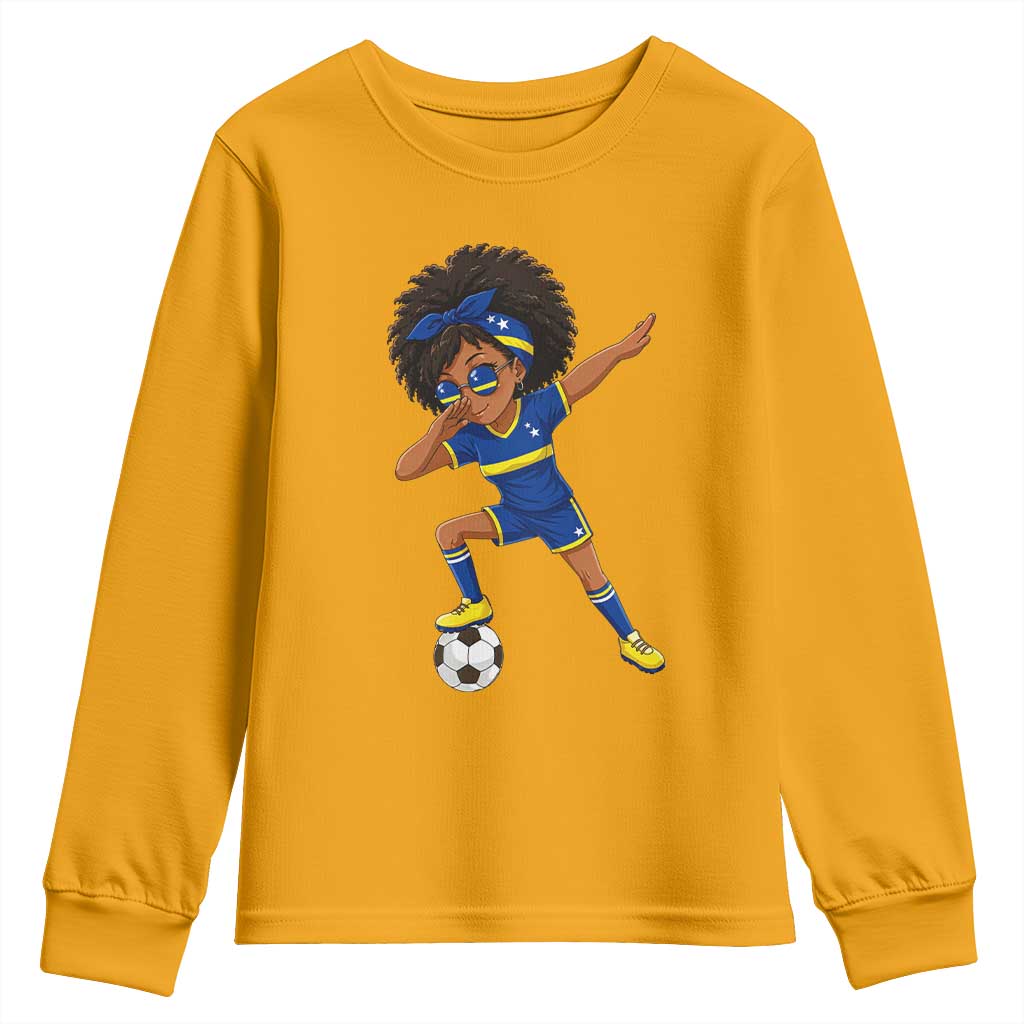 Funny Curacao Soccer Girl Youth Sweatshirt Dabbing Football Fan Gift