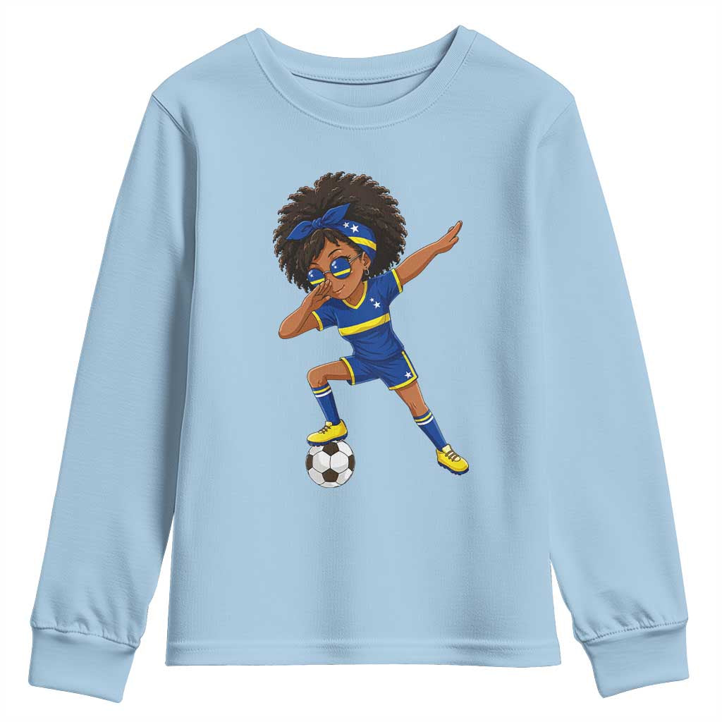 Funny Curacao Soccer Girl Youth Sweatshirt Dabbing Football Fan Gift