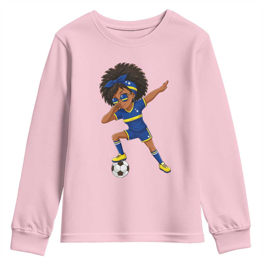 Funny Curacao Soccer Girl Youth Sweatshirt Dabbing Football Fan Gift