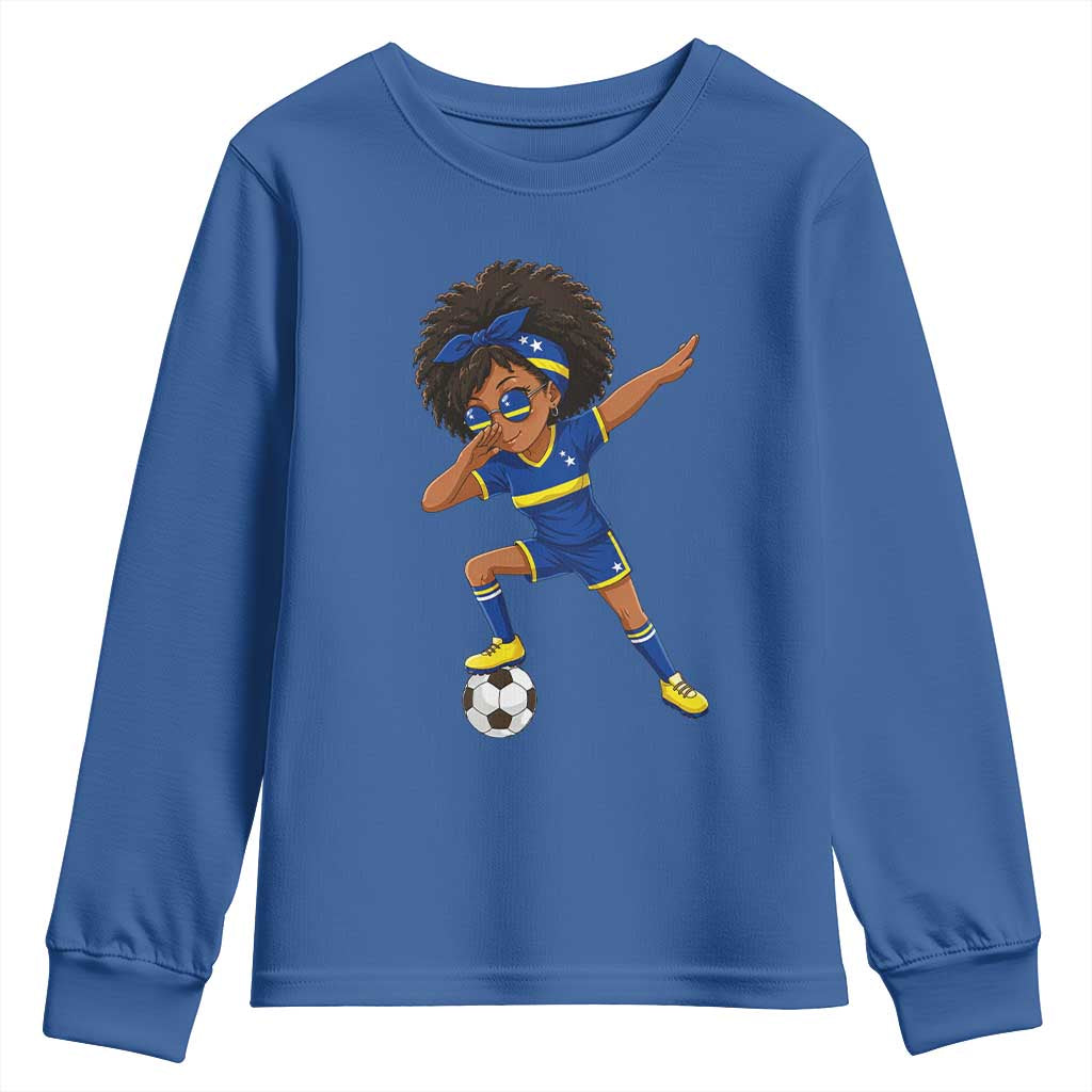 Funny Curacao Soccer Girl Youth Sweatshirt Dabbing Football Fan Gift