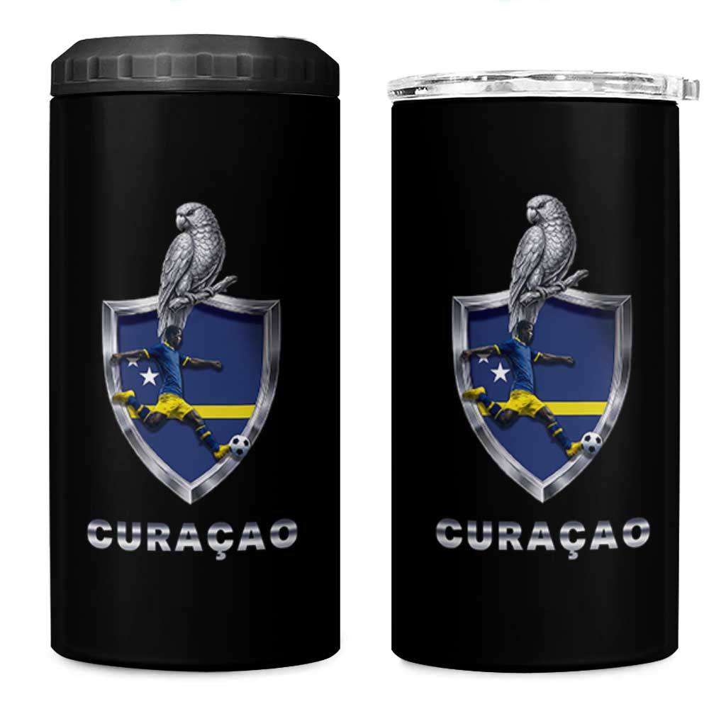 Supporting Curacao Soccer 2026 4 in 1 Can Cooler Tumbler Caribbean Team Pride Gift