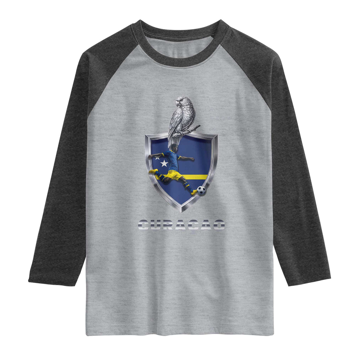 Supporting Curacao Soccer 2026 Raglan Shirt Caribbean Team Pride Gift