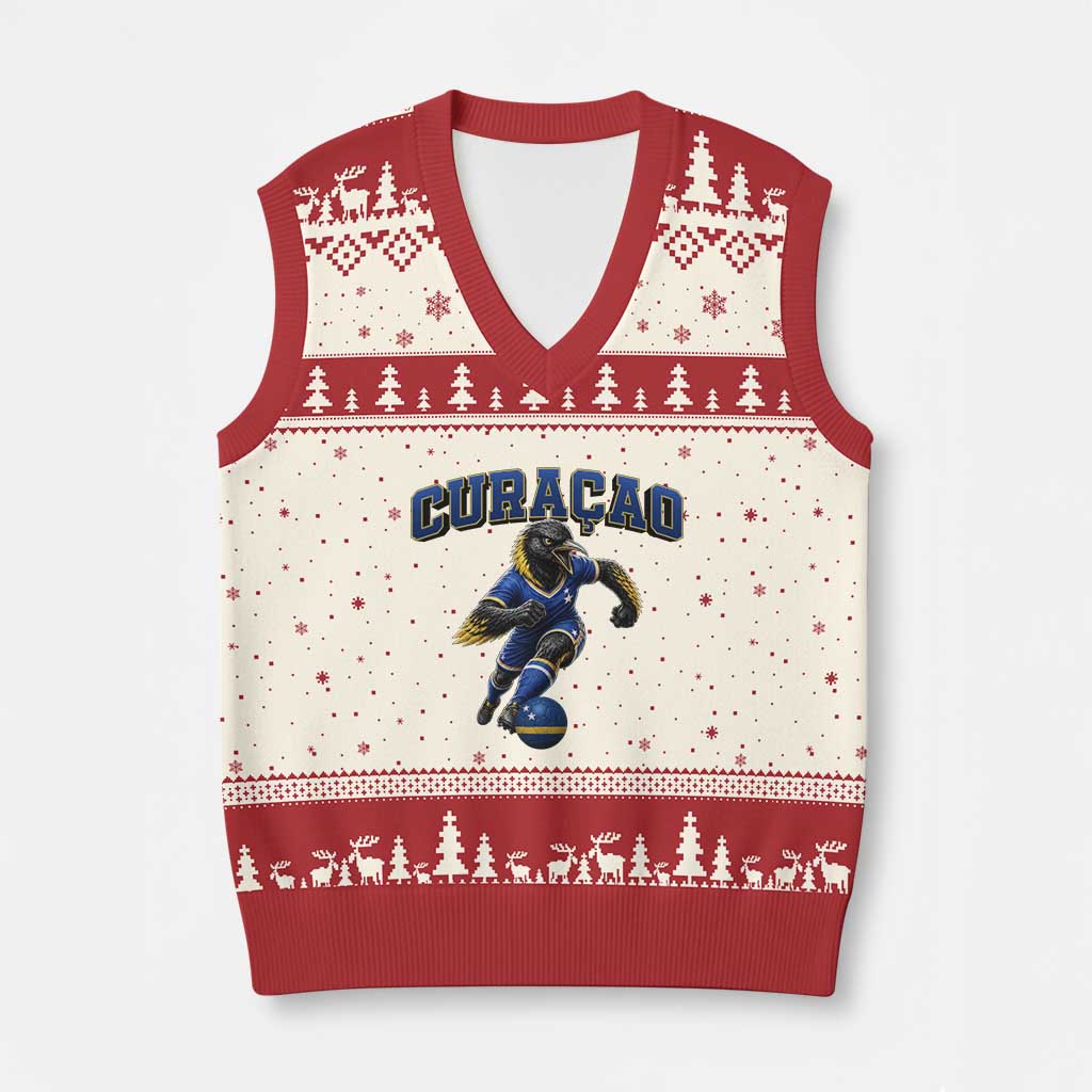Funny Curacao Bird Soccer Lover V-Neck Knit Sweater Vest Caribbean Island Gift