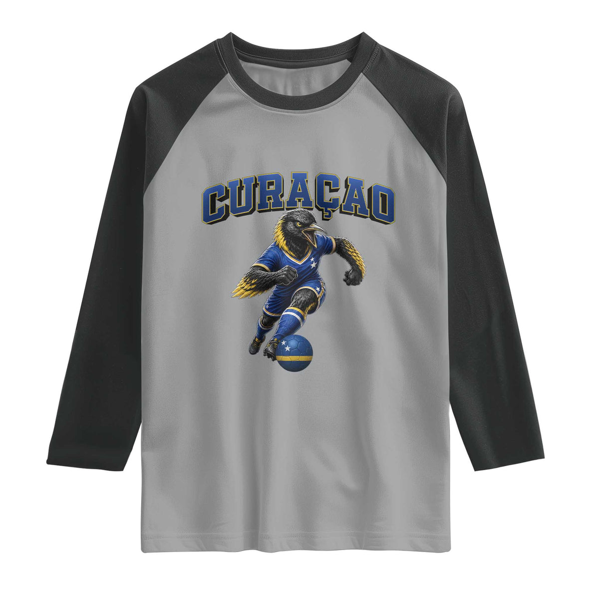 Funny Curacao Bird Soccer Lover Raglan Shirt Caribbean Island Gift