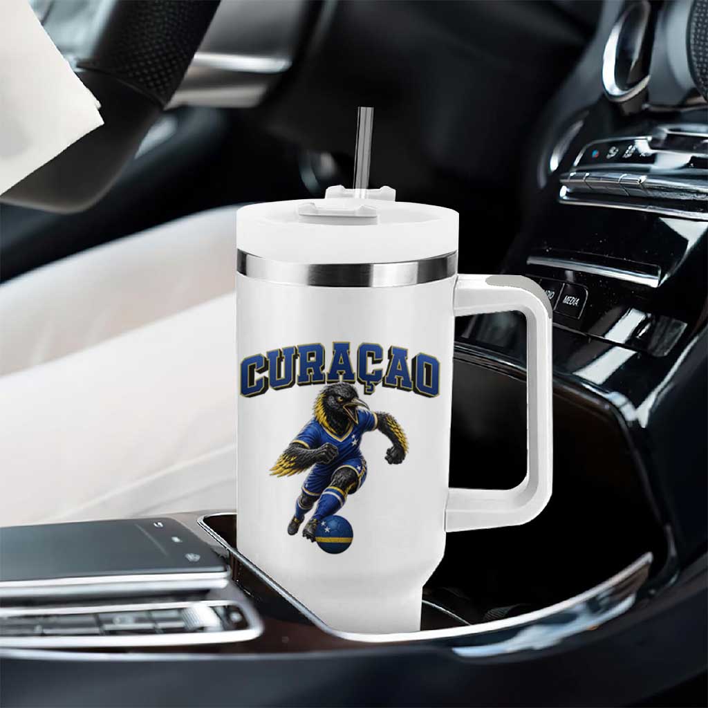 Funny Curacao Bird Soccer Lover Tumbler With Handle Caribbean Island Gift