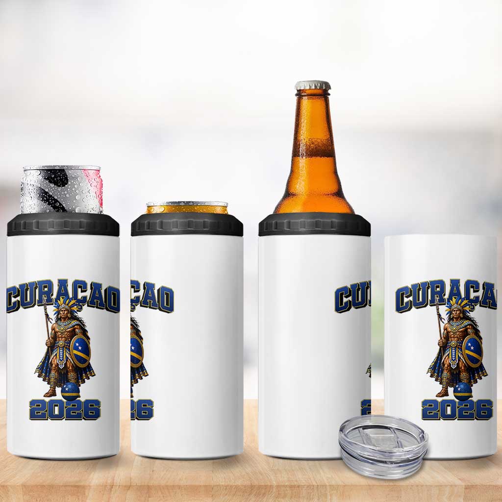 Curacao Warrior Football Fan 4 in 1 Can Cooler Tumbler Proud Island Game Day Gift