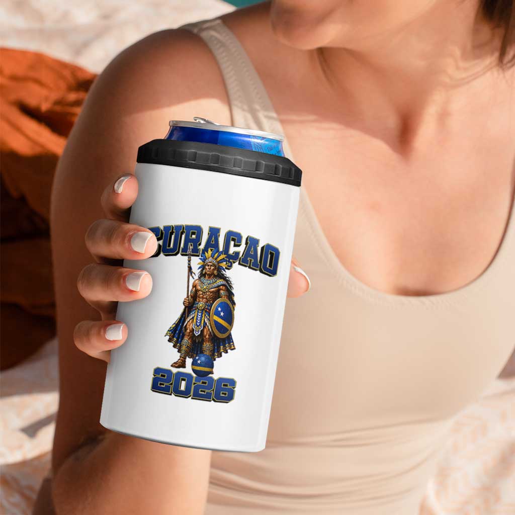 Curacao Warrior Football Fan 4 in 1 Can Cooler Tumbler Proud Island Game Day Gift