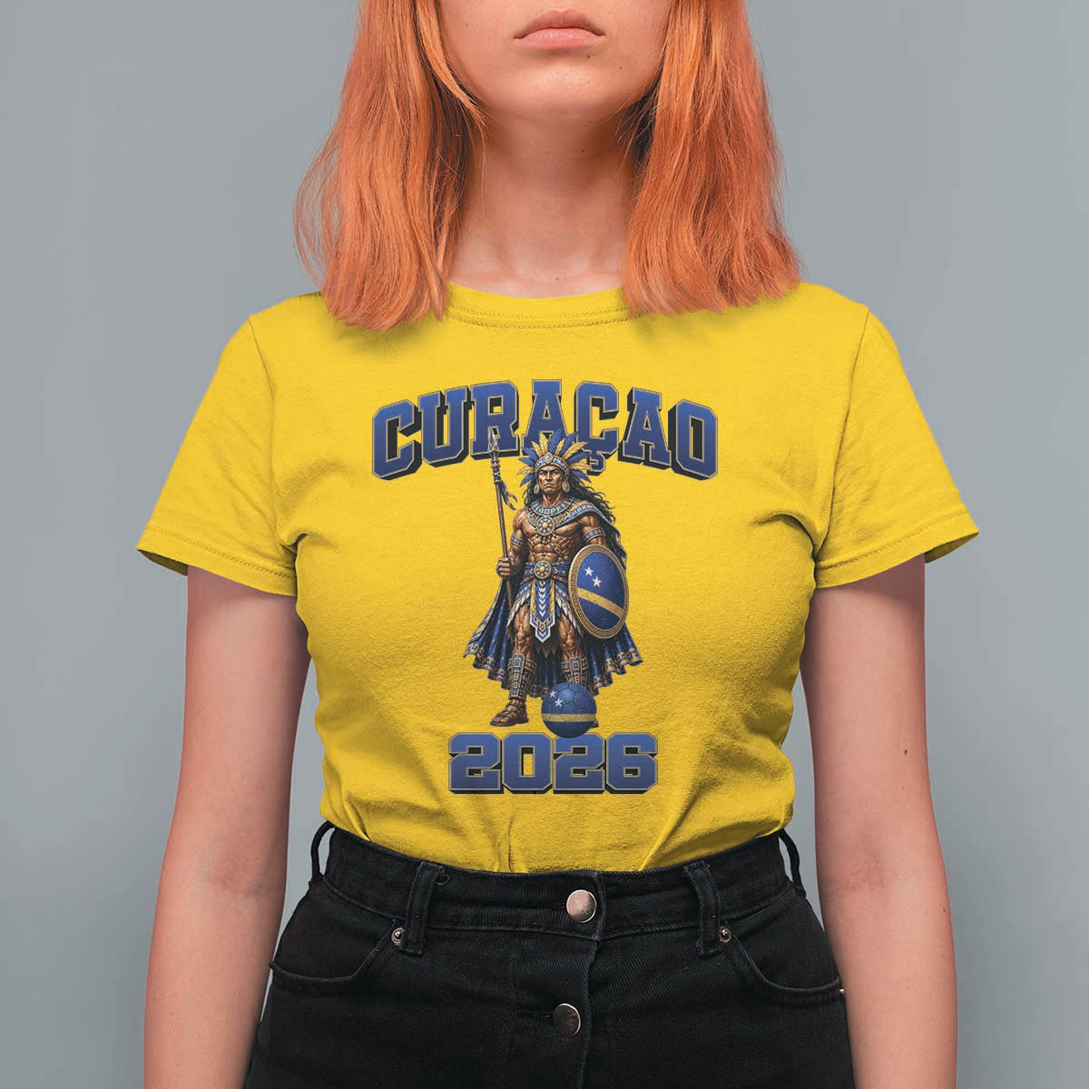 Curacao Warrior Football Fan T Shirt For Women Proud Island Game Day Gift