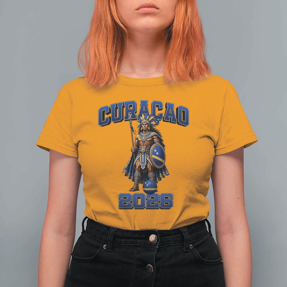 Curacao Warrior Football Fan T Shirt For Women Proud Island Game Day Gift