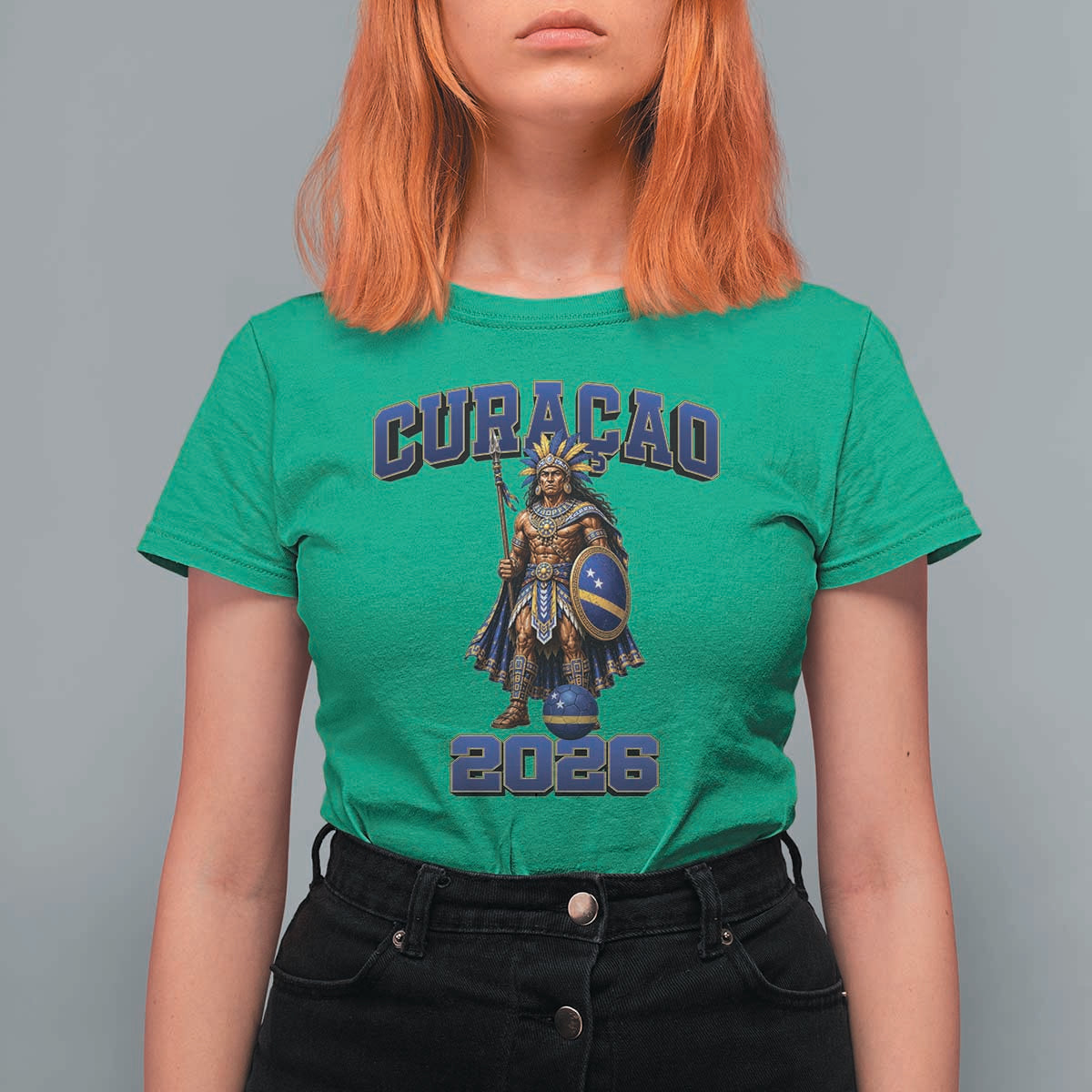 Curacao Warrior Football Fan T Shirt For Women Proud Island Game Day Gift