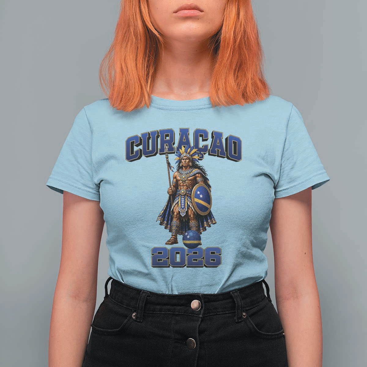 Curacao Warrior Football Fan T Shirt For Women Proud Island Game Day Gift