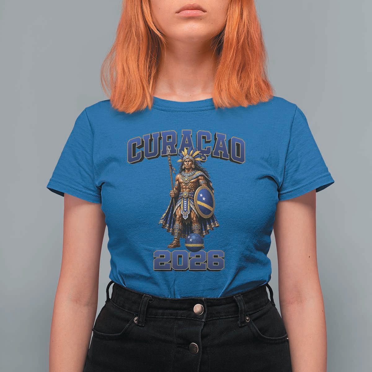 Curacao Warrior Football Fan T Shirt For Women Proud Island Game Day Gift