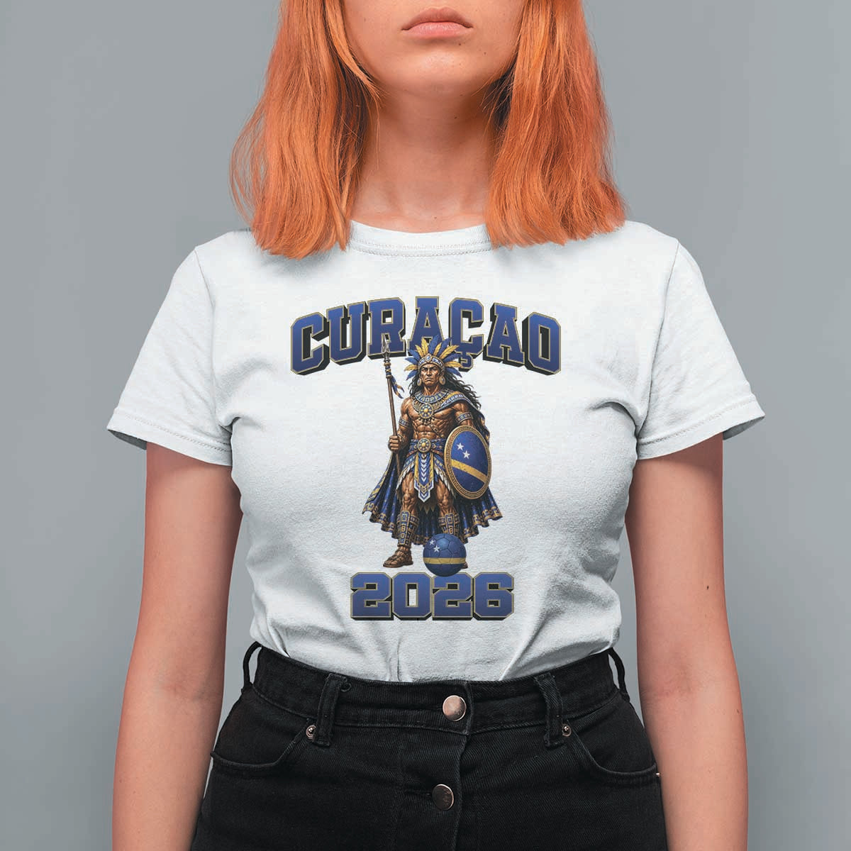 Curacao Warrior Football Fan T Shirt For Women Proud Island Game Day Gift