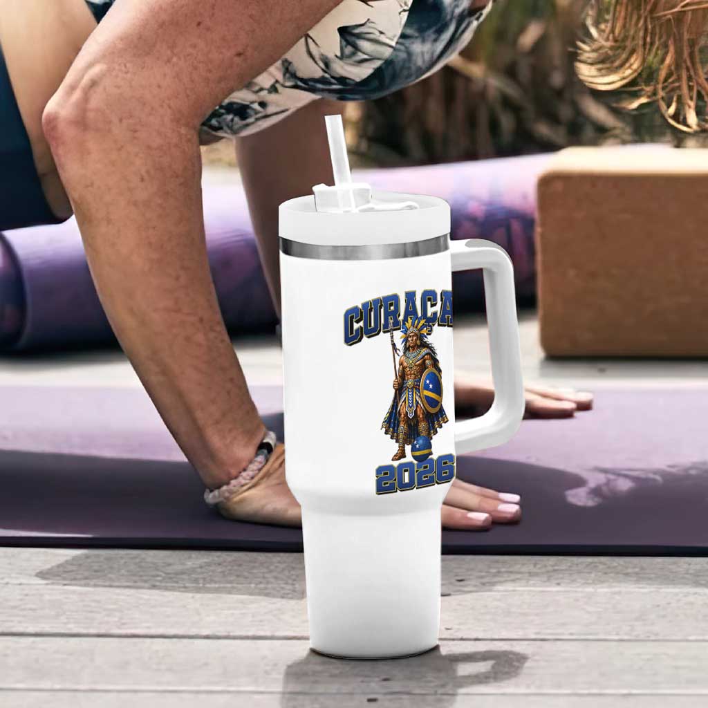 Curacao Warrior Football Fan Tumbler With Handle Proud Island Game Day Gift