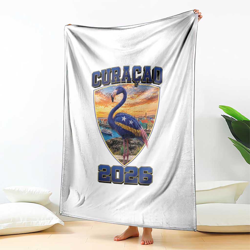 Funny Curacao Flamingo Soccer Lover Throw Blanket Caribbean Island Gift