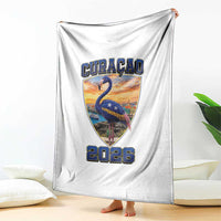 Funny Curacao Flamingo Soccer Lover Throw Blanket Caribbean Island Gift