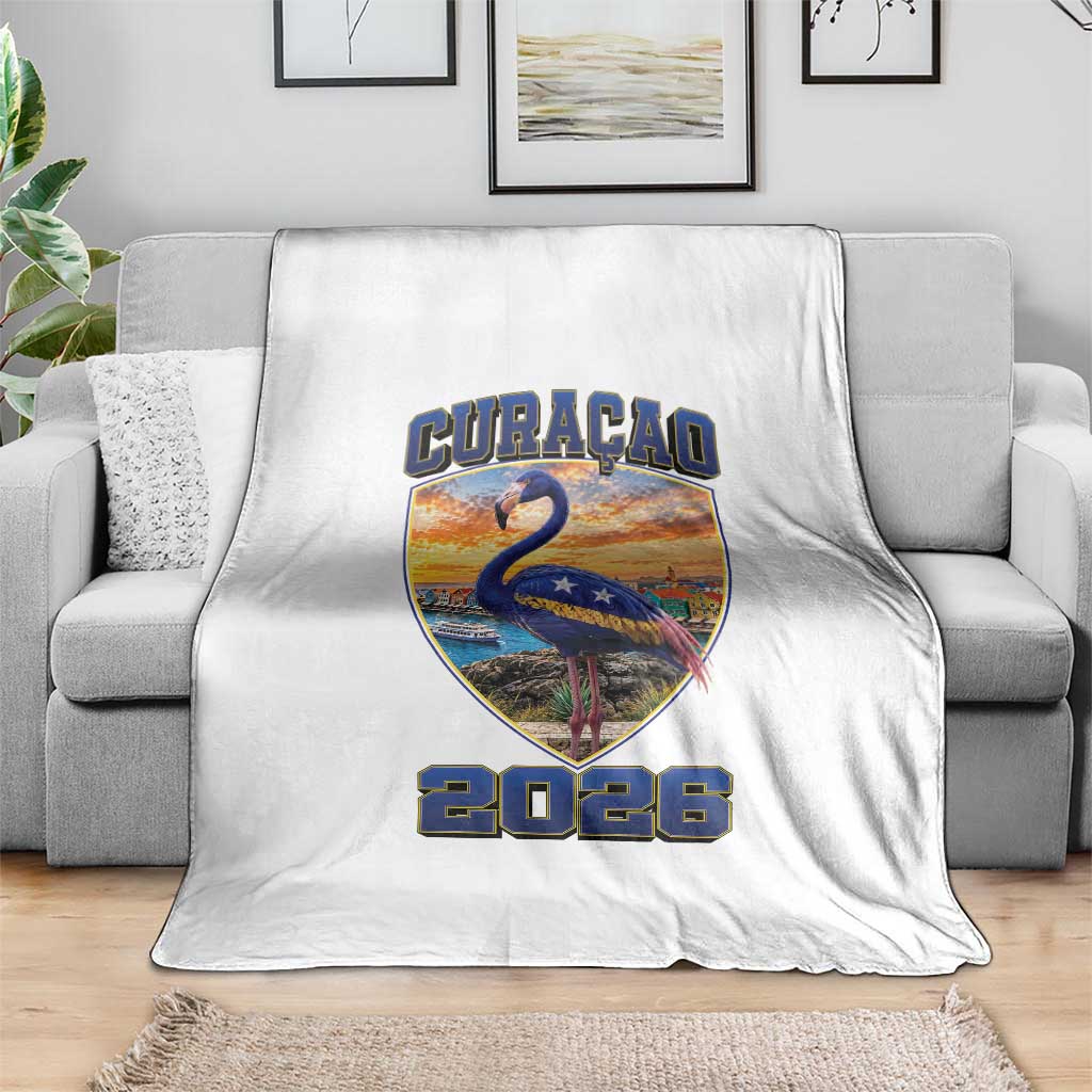 Funny Curacao Flamingo Soccer Lover Throw Blanket Caribbean Island Gift