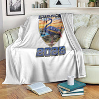Funny Curacao Flamingo Soccer Lover Throw Blanket Caribbean Island Gift