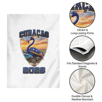 Funny Curacao Flamingo Soccer Lover Garden Flag Caribbean Island Gift