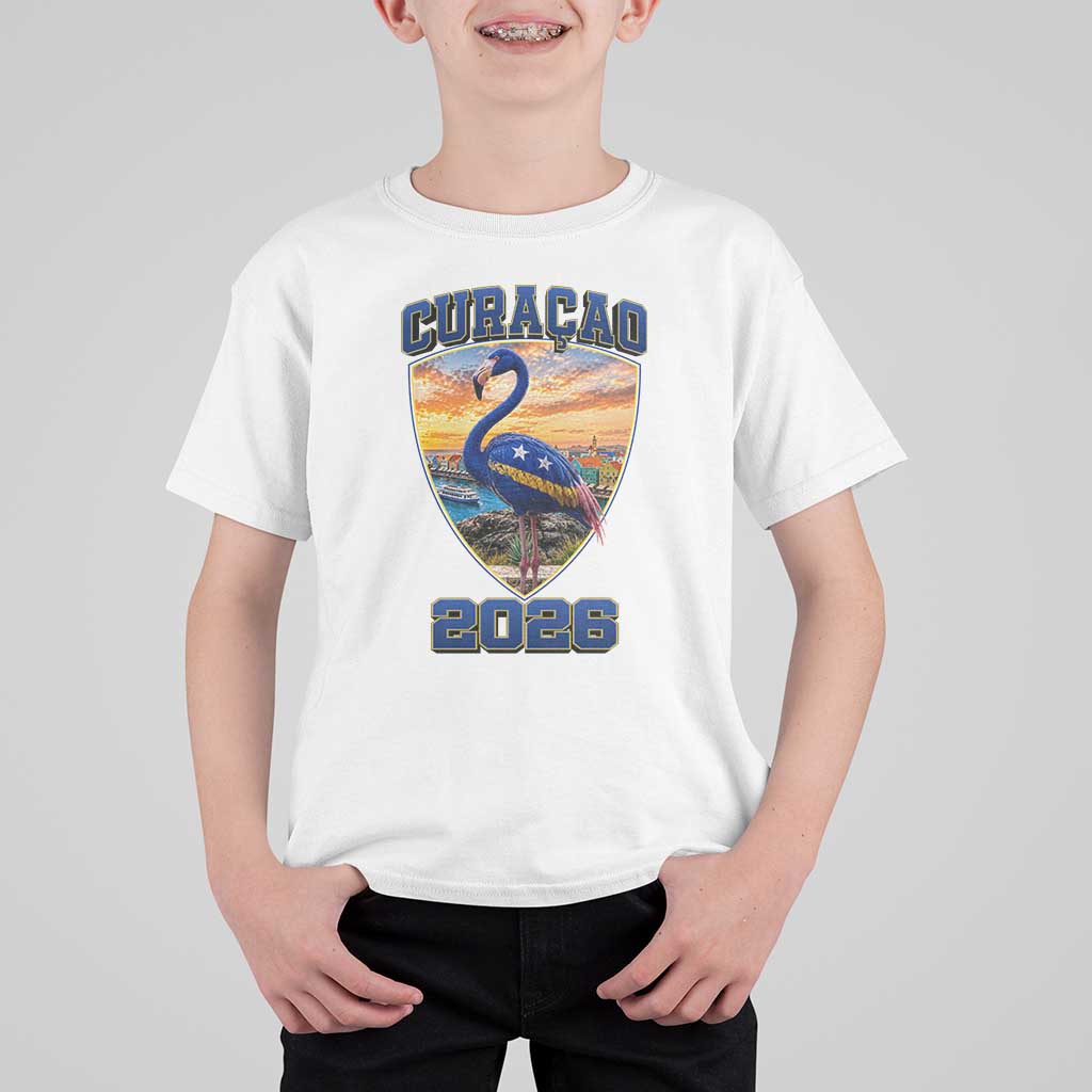 Funny Curacao Flamingo Soccer Lover T Shirt For Kid Caribbean Island Gift