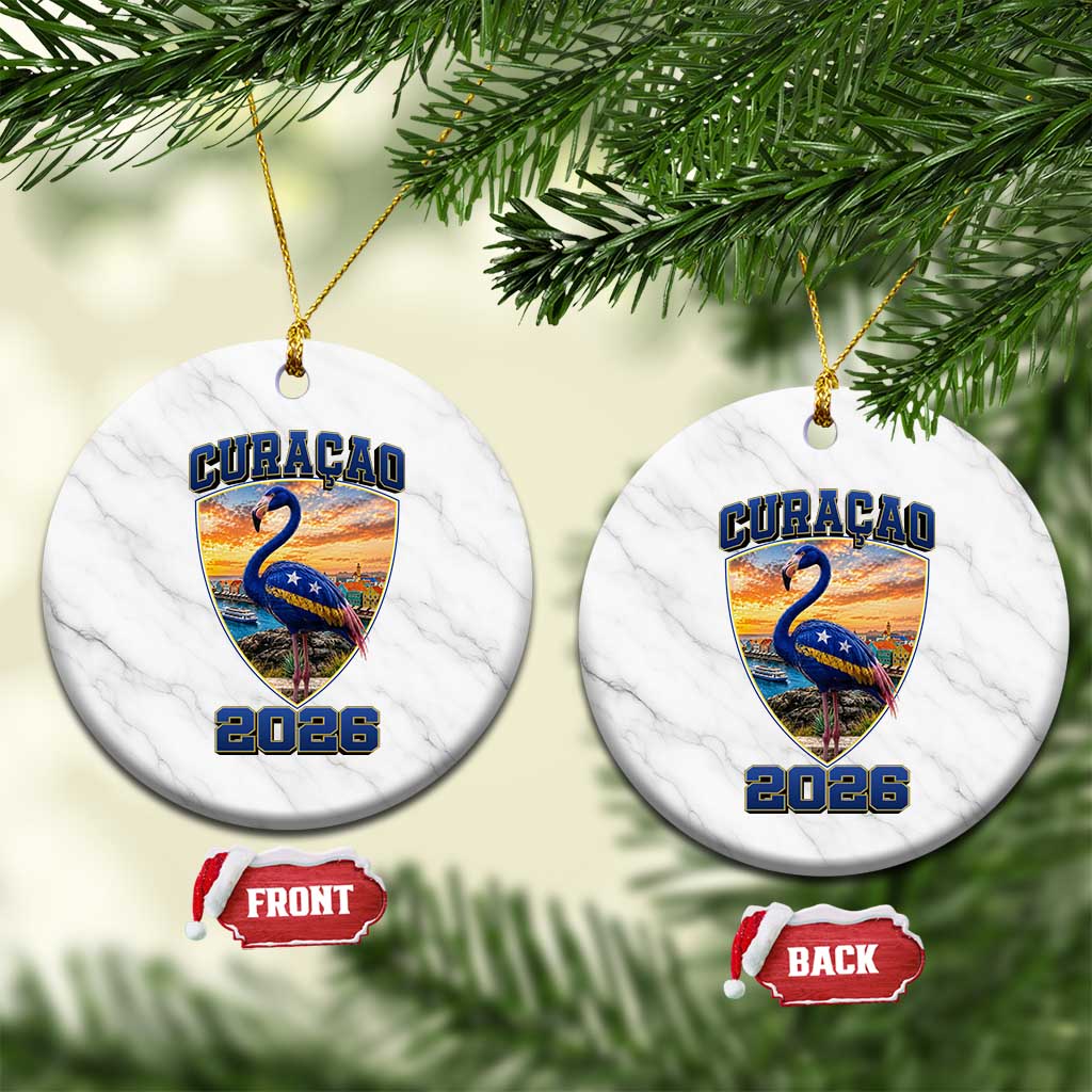 Funny Curacao Flamingo Soccer Lover Ceramic Ornament Caribbean Island Gift