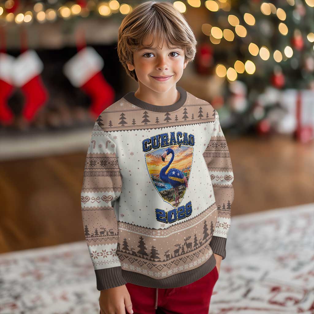 Funny Curacao Flamingo Soccer Lover Ugly Christmas Sweater Caribbean Island Gift