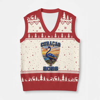 Funny Curacao Flamingo Soccer Lover V-Neck Knit Sweater Vest Caribbean Island Gift