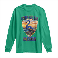 Funny Curacao Flamingo Soccer Lover Long Sleeve Shirt Caribbean Island Gift