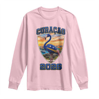 Funny Curacao Flamingo Soccer Lover Long Sleeve Shirt Caribbean Island Gift