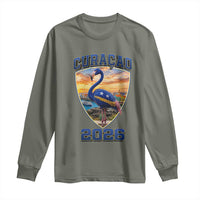 Funny Curacao Flamingo Soccer Lover Long Sleeve Shirt Caribbean Island Gift