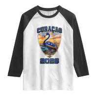 Funny Curacao Flamingo Soccer Lover Raglan Shirt Caribbean Island Gift