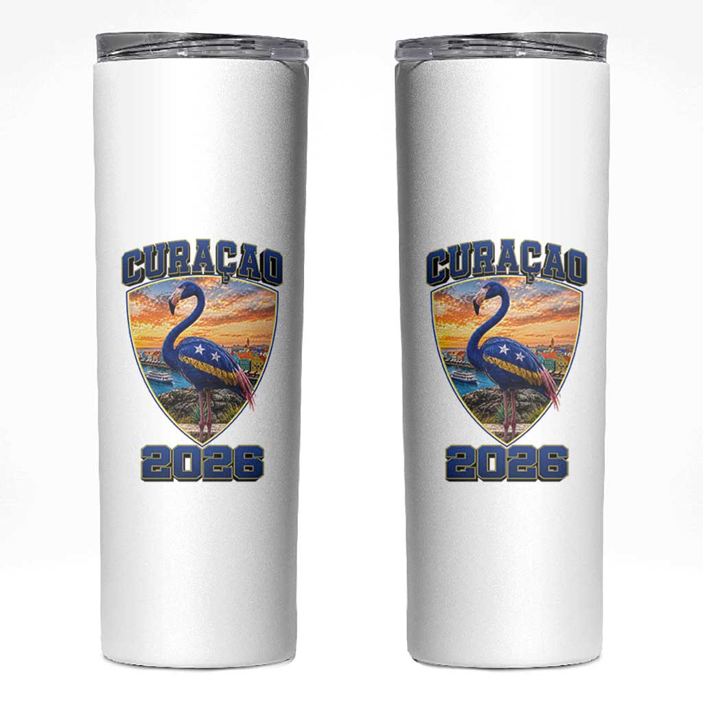 Funny Curacao Flamingo Soccer Lover Skinny Tumbler Caribbean Island Gift