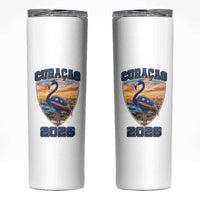 Funny Curacao Flamingo Soccer Lover Skinny Tumbler Caribbean Island Gift