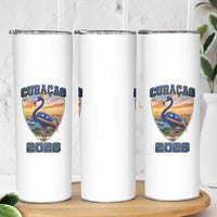 Funny Curacao Flamingo Soccer Lover Skinny Tumbler Caribbean Island Gift