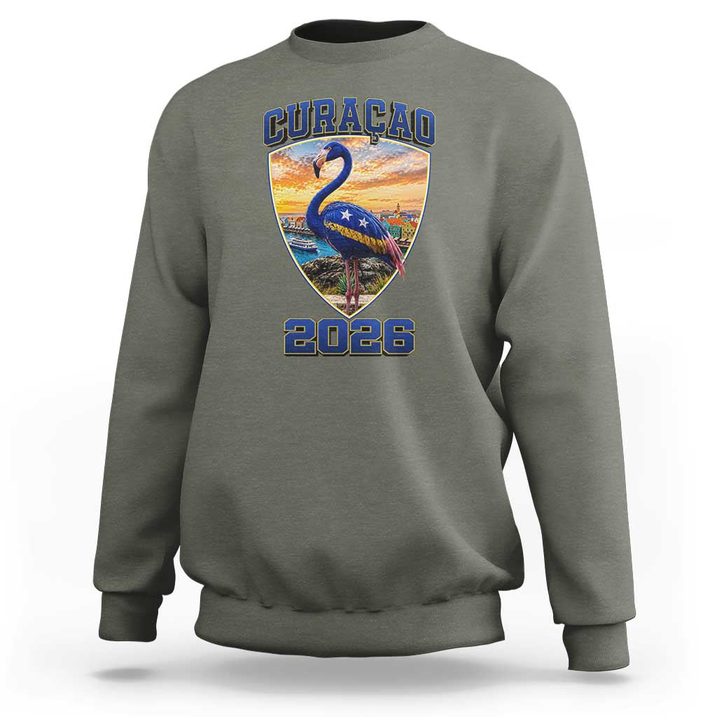 Funny Curacao Flamingo Soccer Lover Sweatshirt Caribbean Island Gift