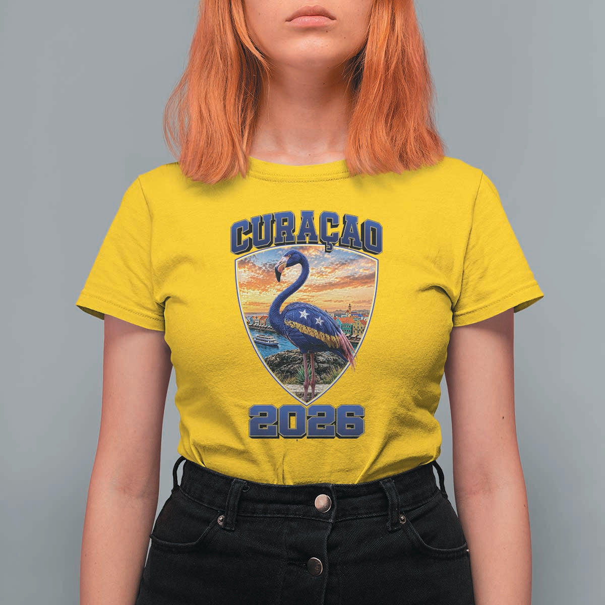Funny Curacao Flamingo Soccer Lover T Shirt For Women Caribbean Island Gift