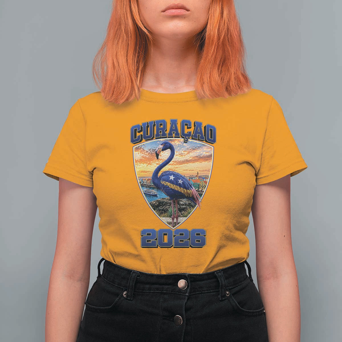 Funny Curacao Flamingo Soccer Lover T Shirt For Women Caribbean Island Gift