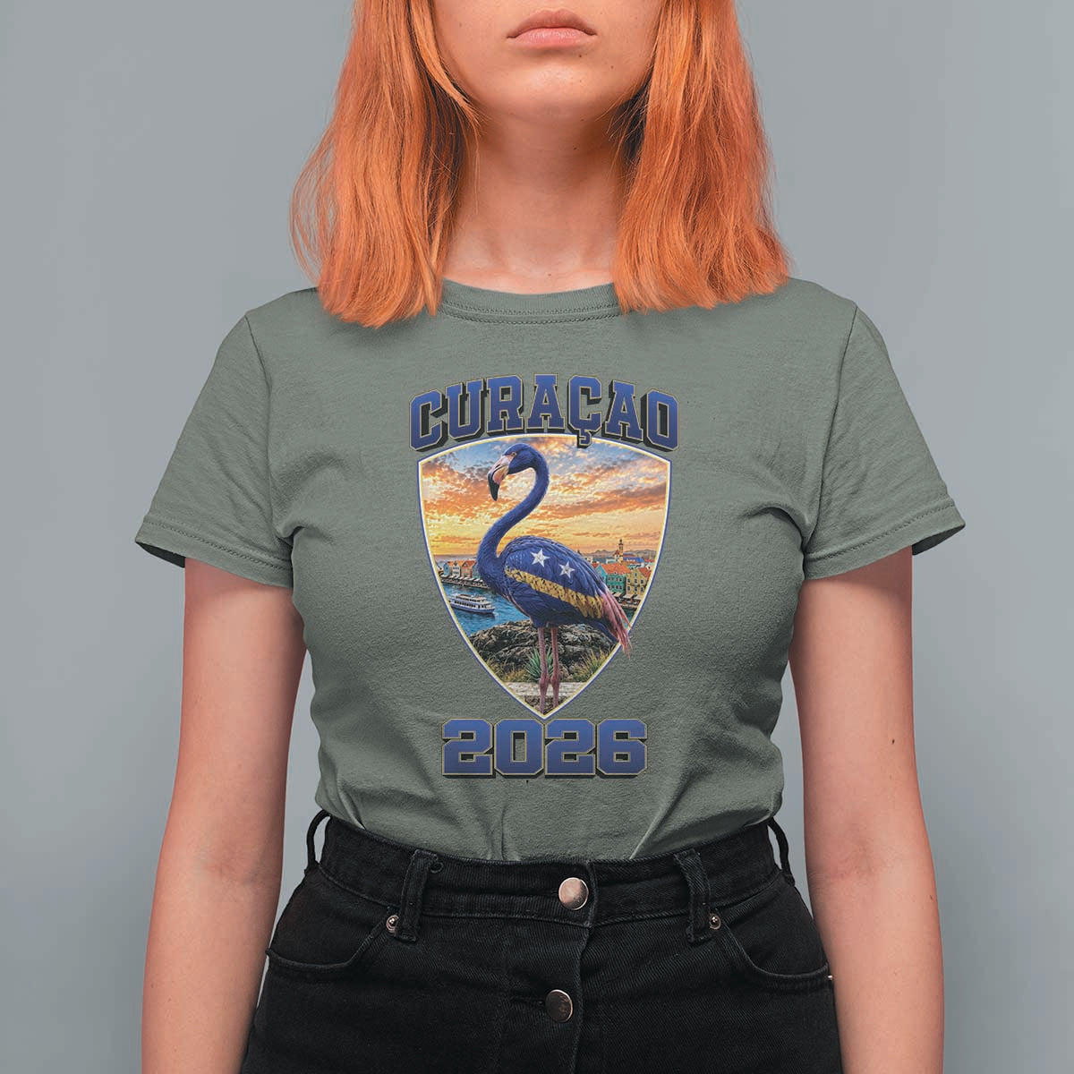 Funny Curacao Flamingo Soccer Lover T Shirt For Women Caribbean Island Gift