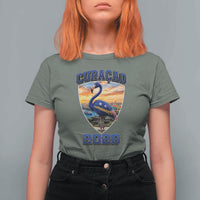 Funny Curacao Flamingo Soccer Lover T Shirt For Women Caribbean Island Gift