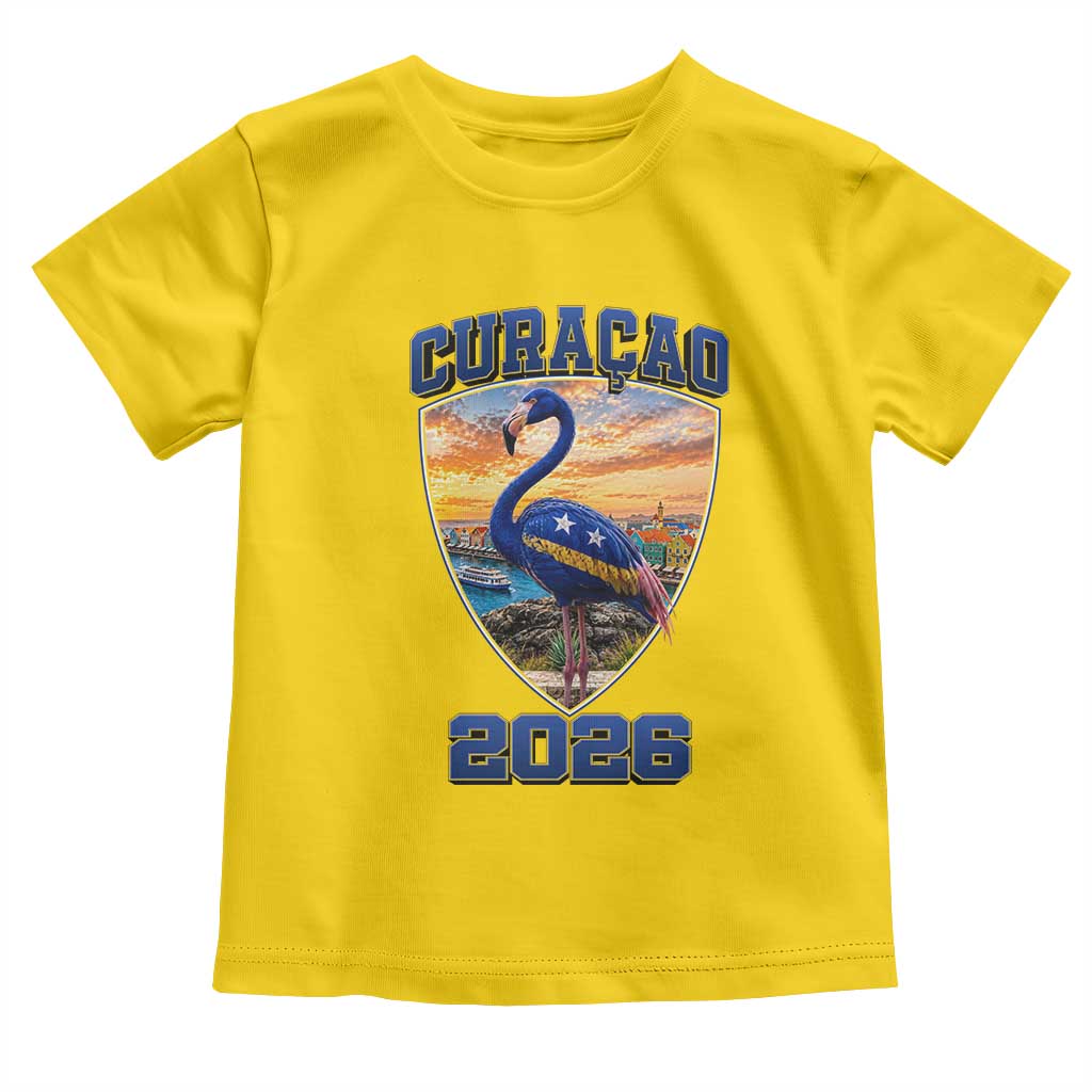 Funny Curacao Flamingo Soccer Lover Toddler T Shirt Caribbean Island Gift