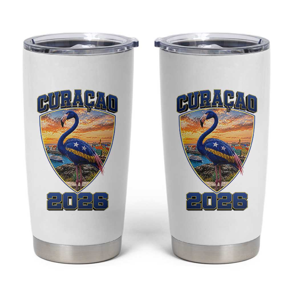 Funny Curacao Flamingo Soccer Lover Tumbler Cup Caribbean Island Gift