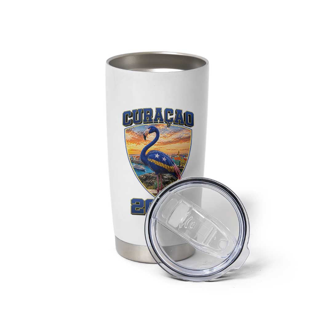 Funny Curacao Flamingo Soccer Lover Tumbler Cup Caribbean Island Gift