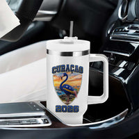 Funny Curacao Flamingo Soccer Lover Tumbler With Handle Caribbean Island Gift