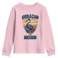 Funny Curacao Flamingo Soccer Lover Youth Sweatshirt Caribbean Island Gift