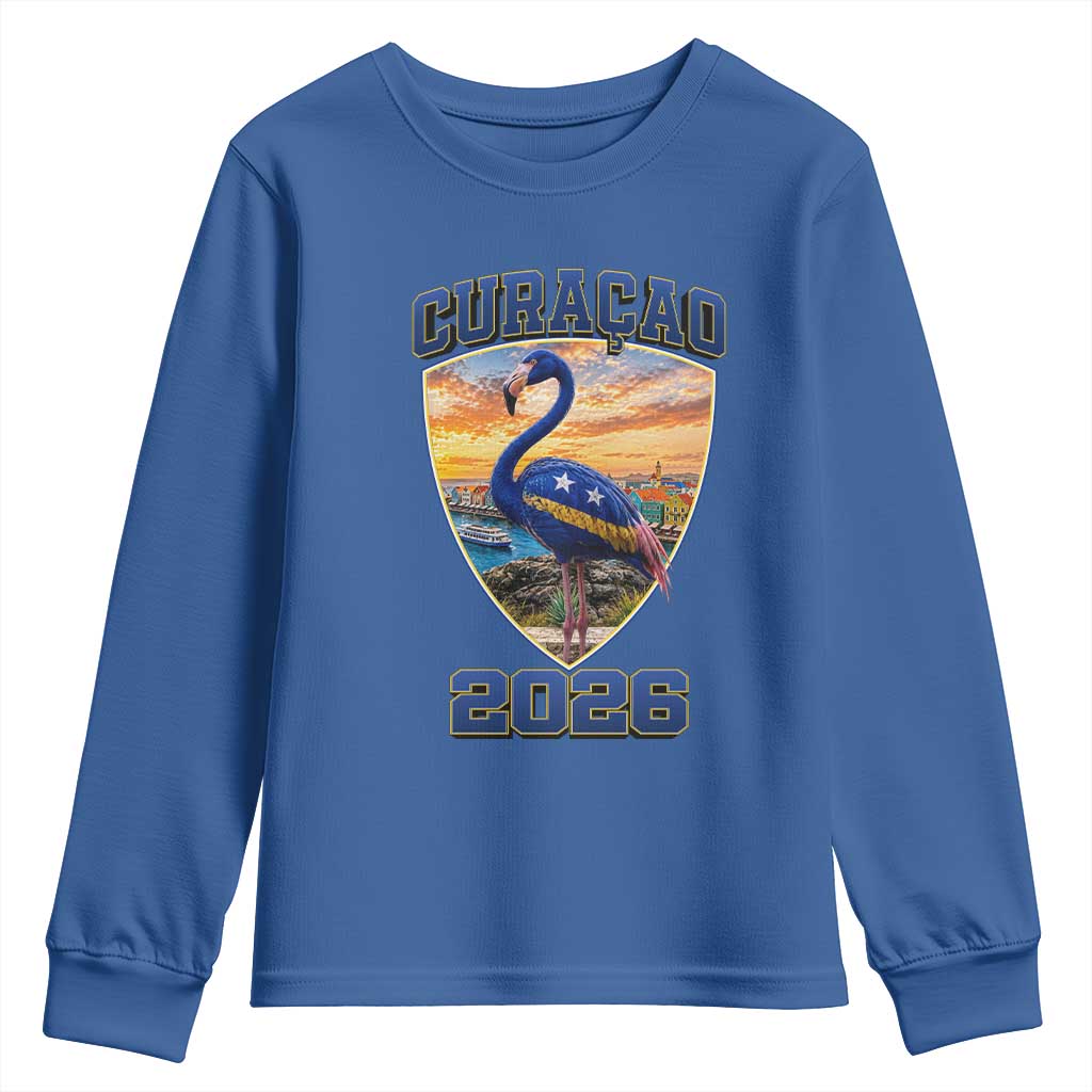 Funny Curacao Flamingo Soccer Lover Youth Sweatshirt Caribbean Island Gift