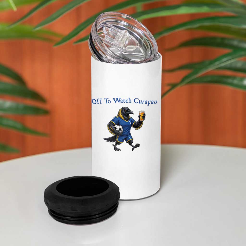 Funny Curacao Bird Soccer Fan Gift 4 in 1 Can Cooler Tumbler Off To Watch Curaçao