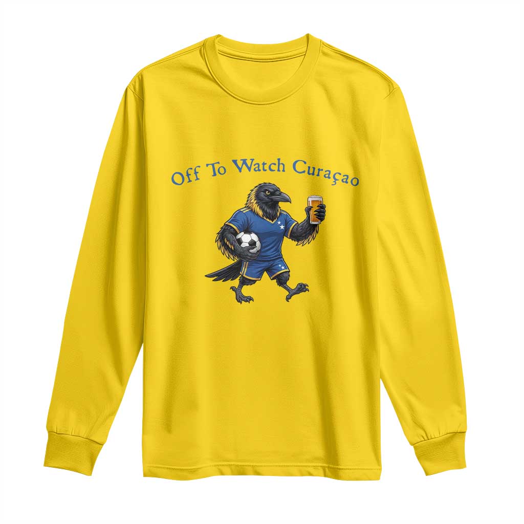 Funny Curacao Bird Soccer Fan Gift Long Sleeve Shirt Off To Watch Curaçao