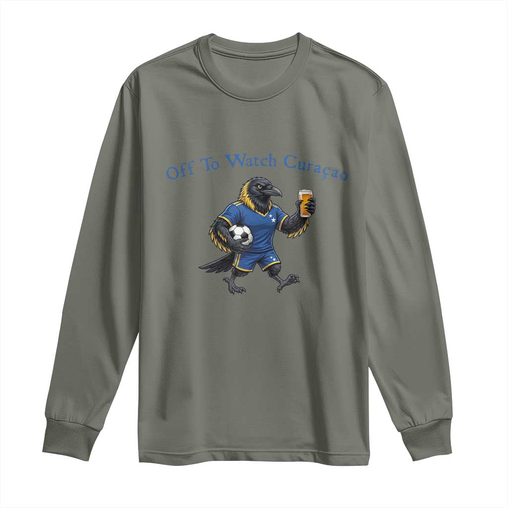 Funny Curacao Bird Soccer Fan Gift Long Sleeve Shirt Off To Watch Curaçao
